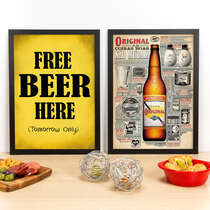 Kit Especial - Quadros Free Beer Here + Antarctica Original - 45x33 cm